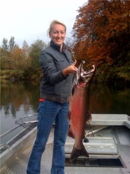 Kimberly with a big coho
